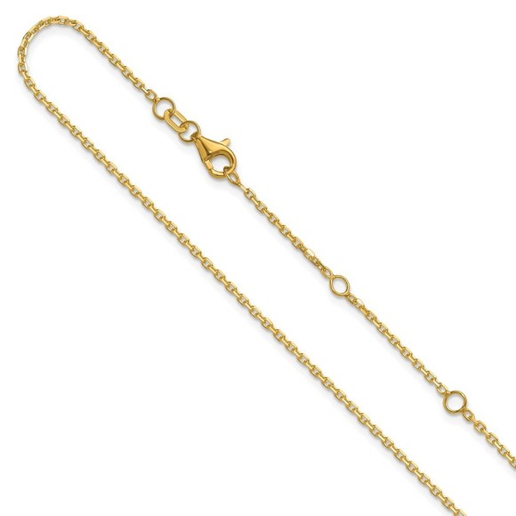 14k Yellow Gold 1.5mm D/C Square Cable 1in+1in Adjustable Chain